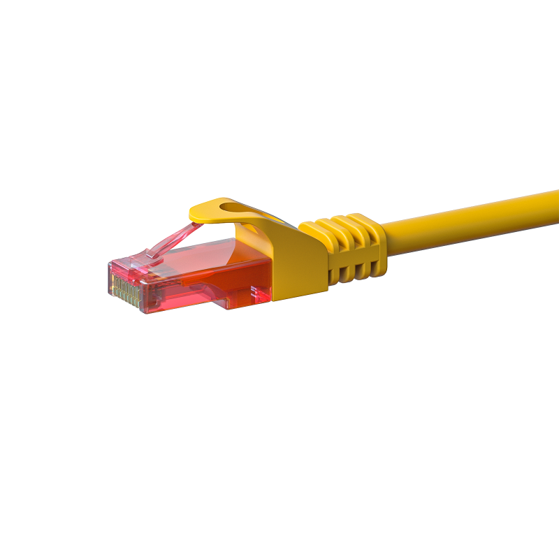 CAT6 Netzwerkkabel, U/UTP, 0,25 Meter, Gelb, 100% Kupfer